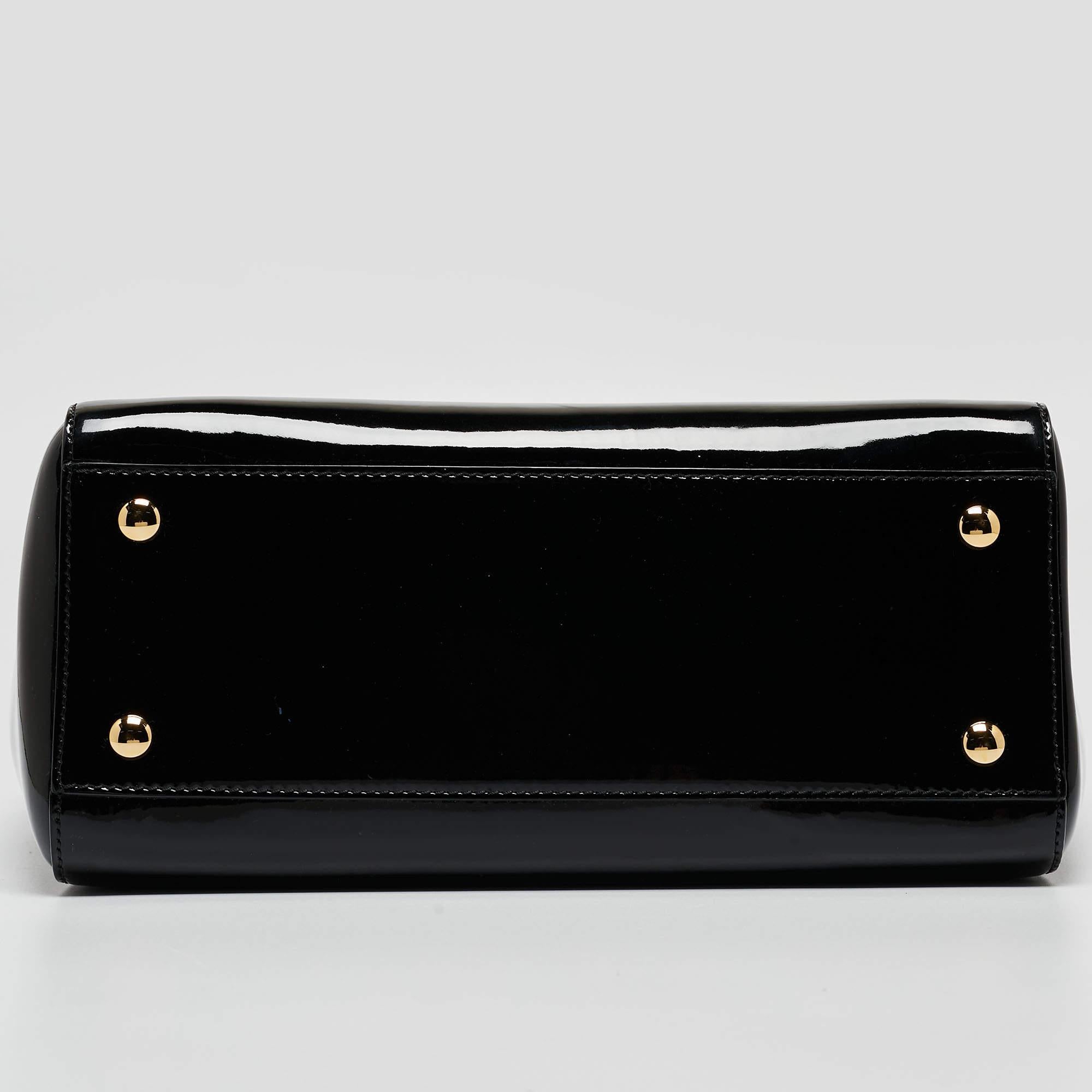 Versace Black Patent Leather Medusa Top Handle Bag 11