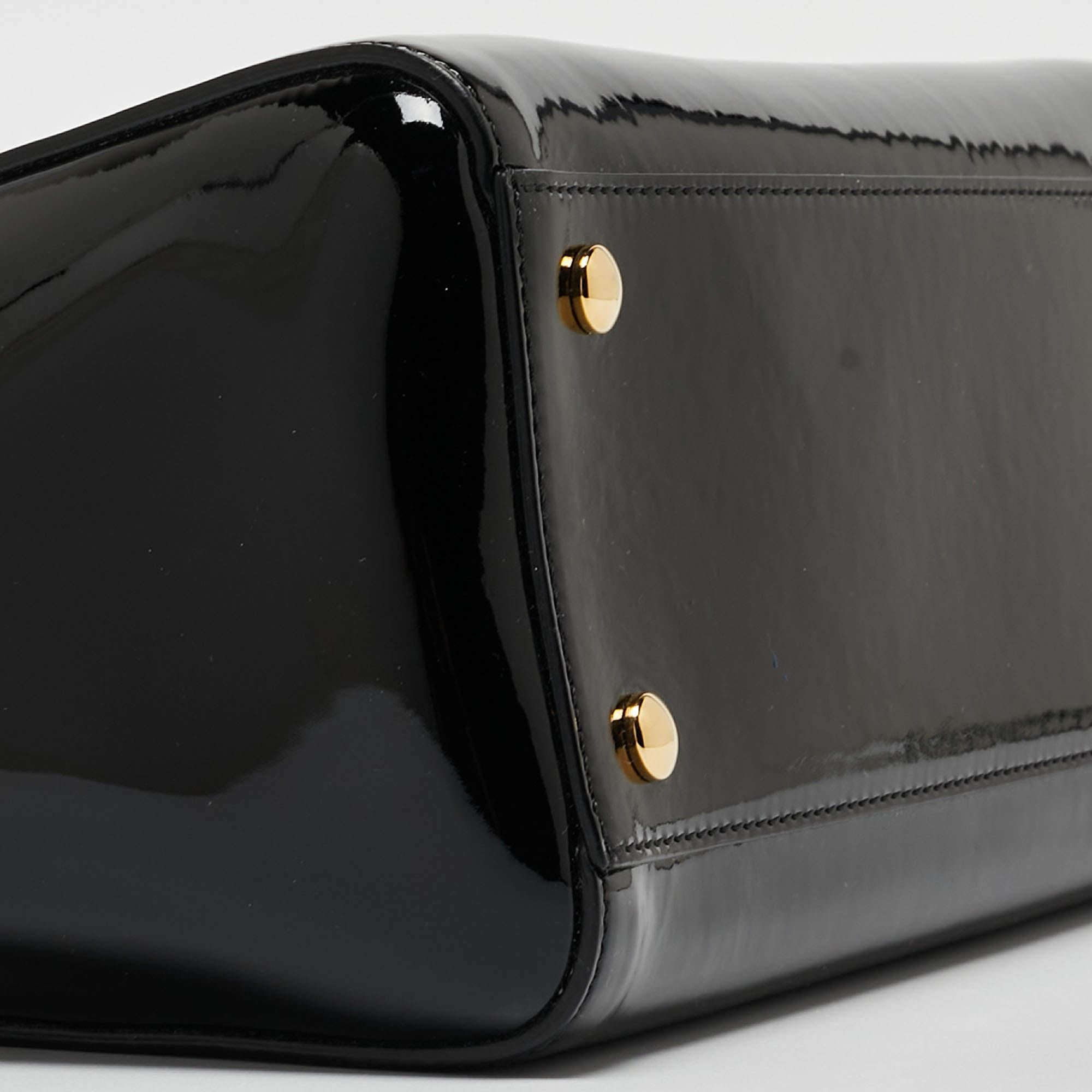 Versace Black Patent Leather Medusa Top Handle Bag 12