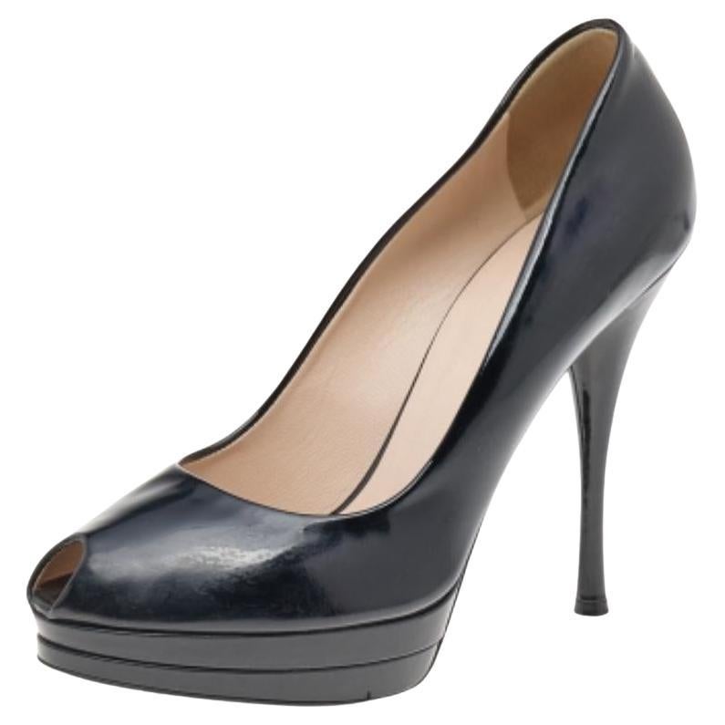 Versace - Pompe in vernice nera con piattaforma Peep Toe Taglia 38