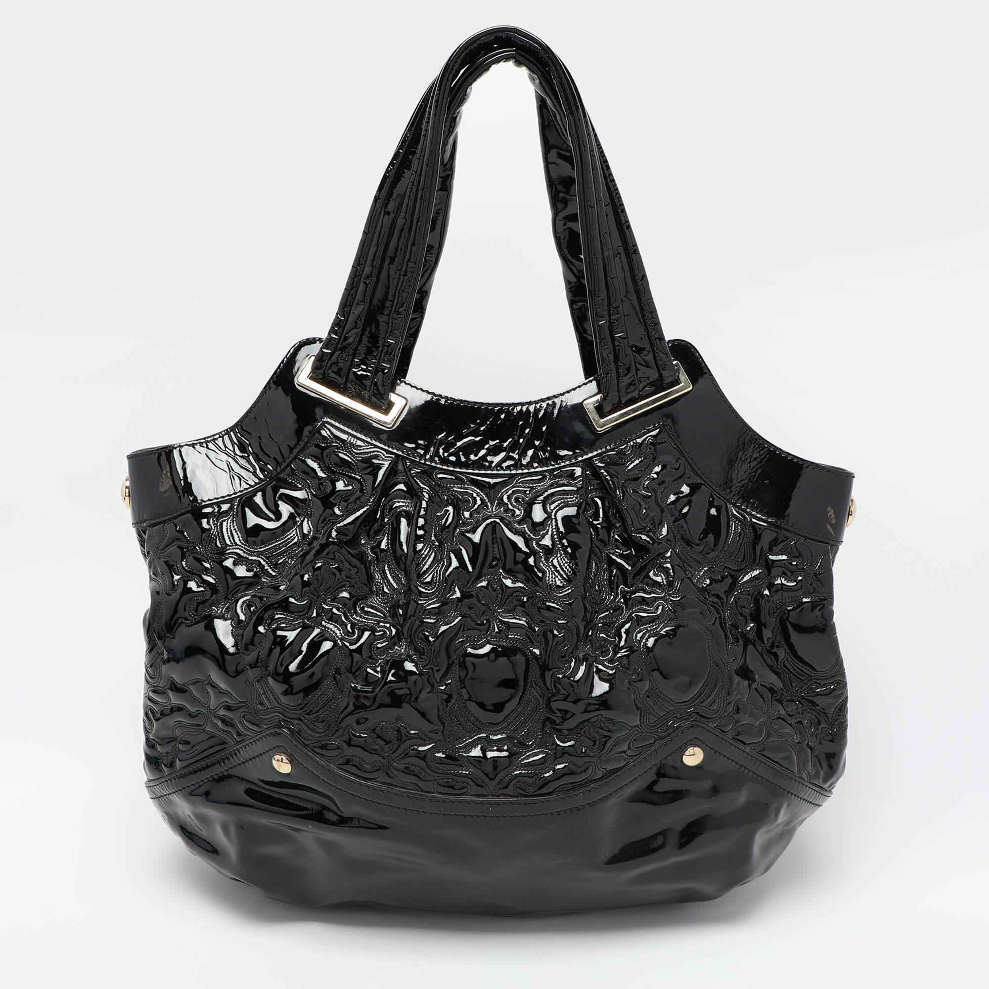 Women's Versace Black Patent Leather Satchel For Sale