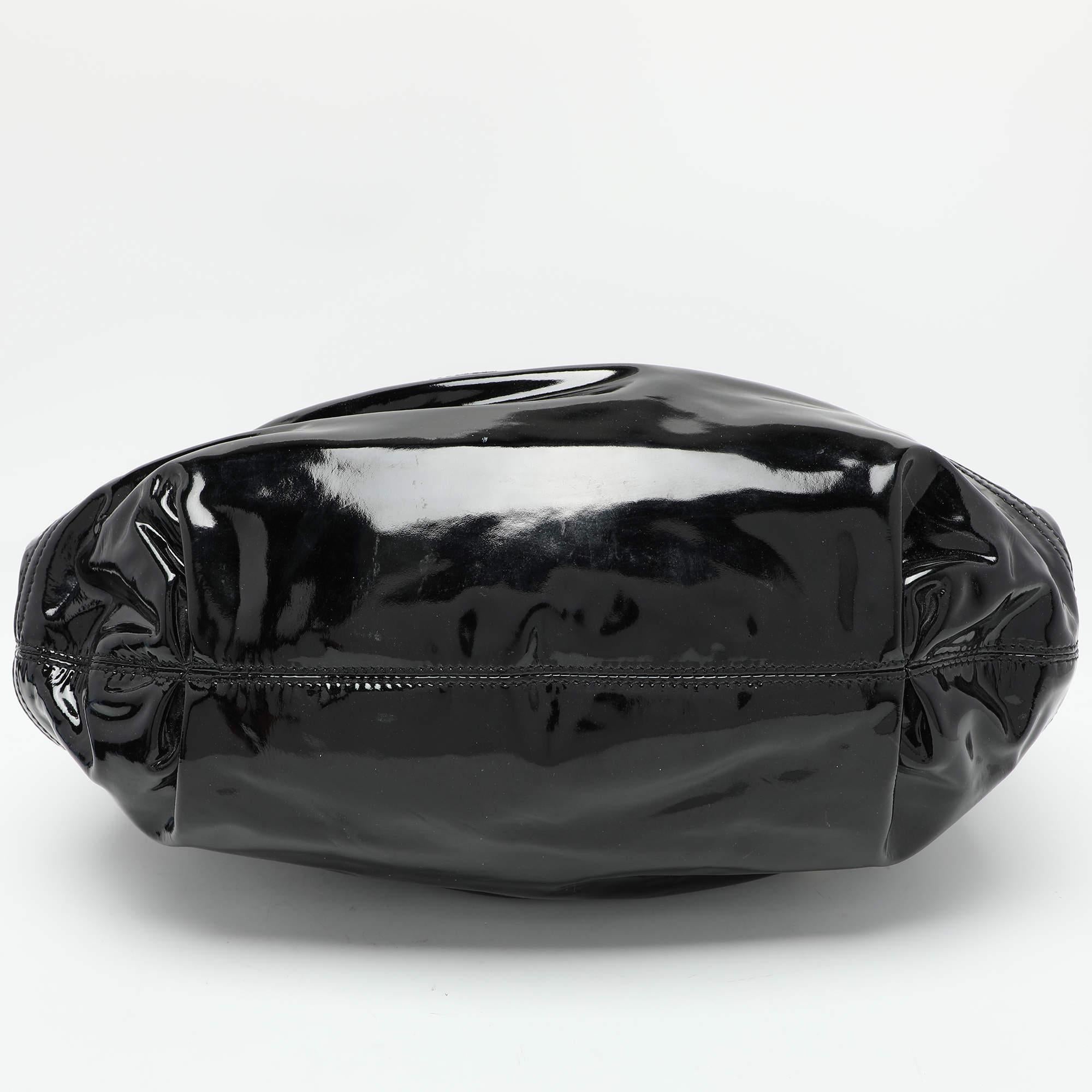 Versace Black Patent Leather Satchel For Sale 4