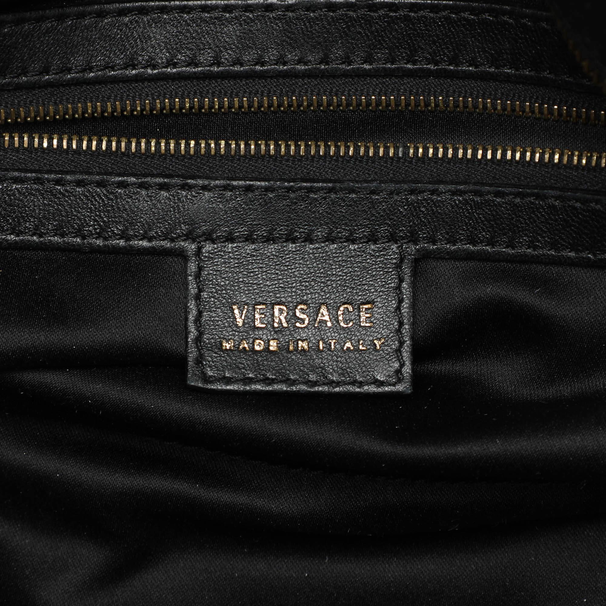 Versace Black Patent Leather Satchel For Sale 5