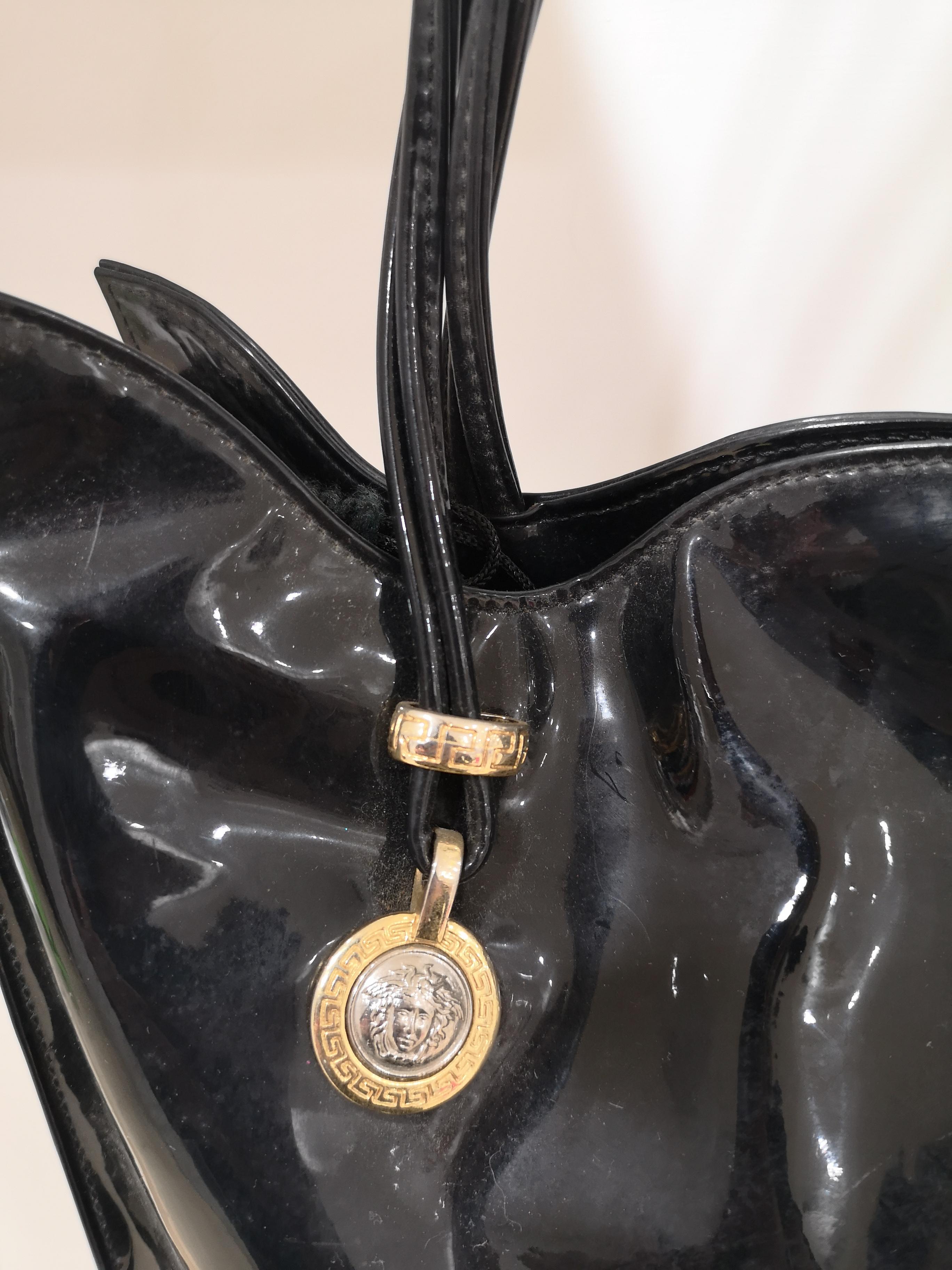versace black patent leather handbag