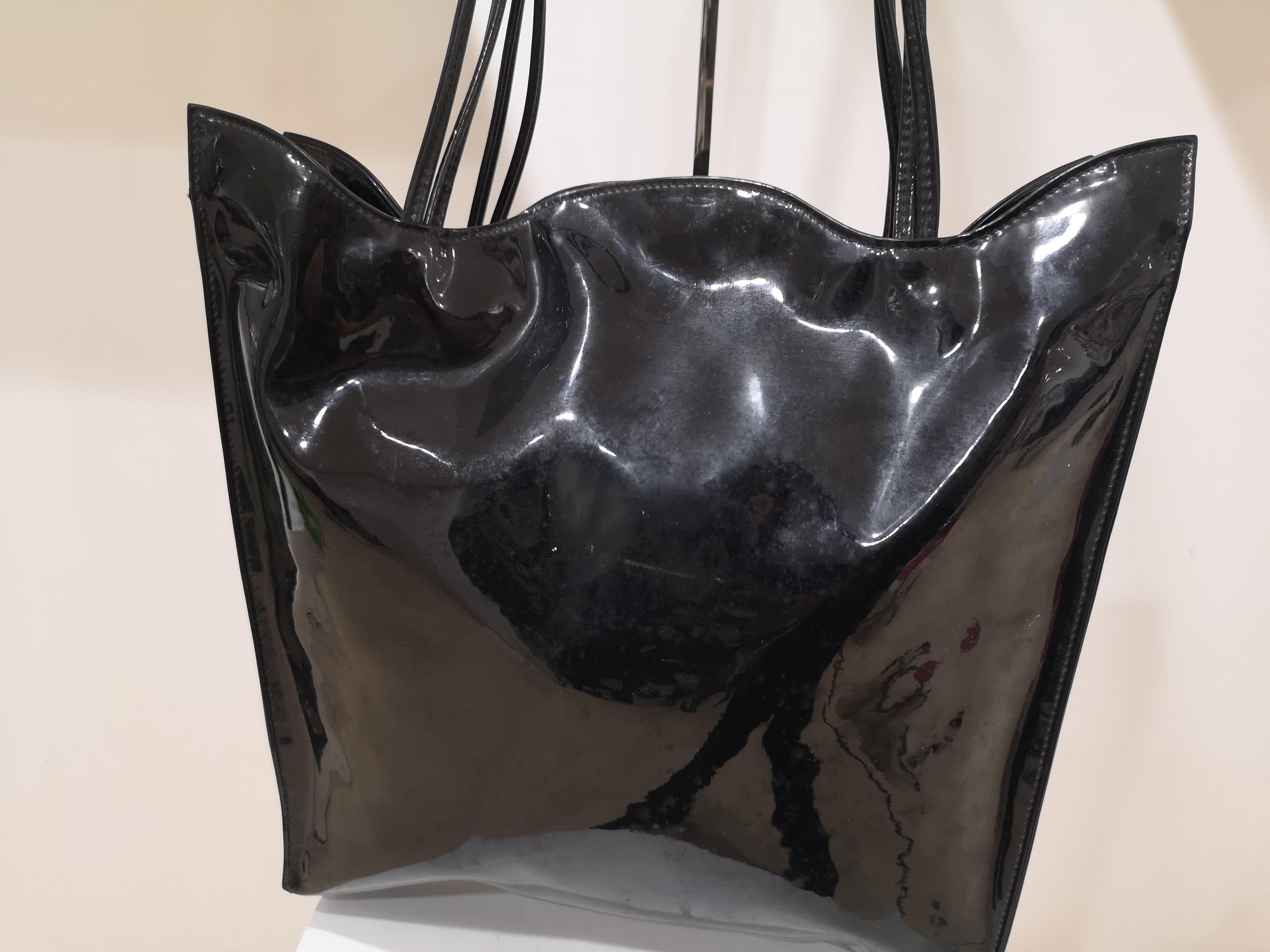 Black Versace black patent leather shoulder bag