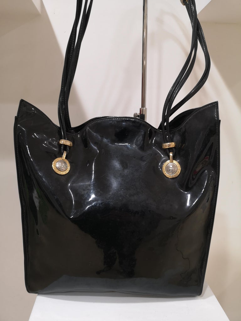 Versace black patent leather shoulder bag at 1stDibs black patent