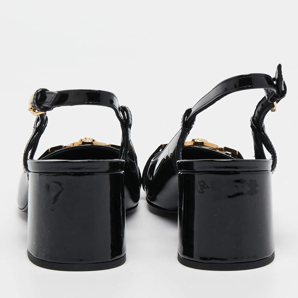 Versace Black Patent Leather Slingback Pumps Size 38 3
