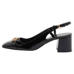 Versace Black Patent Leather Slingback Pumps Size 38