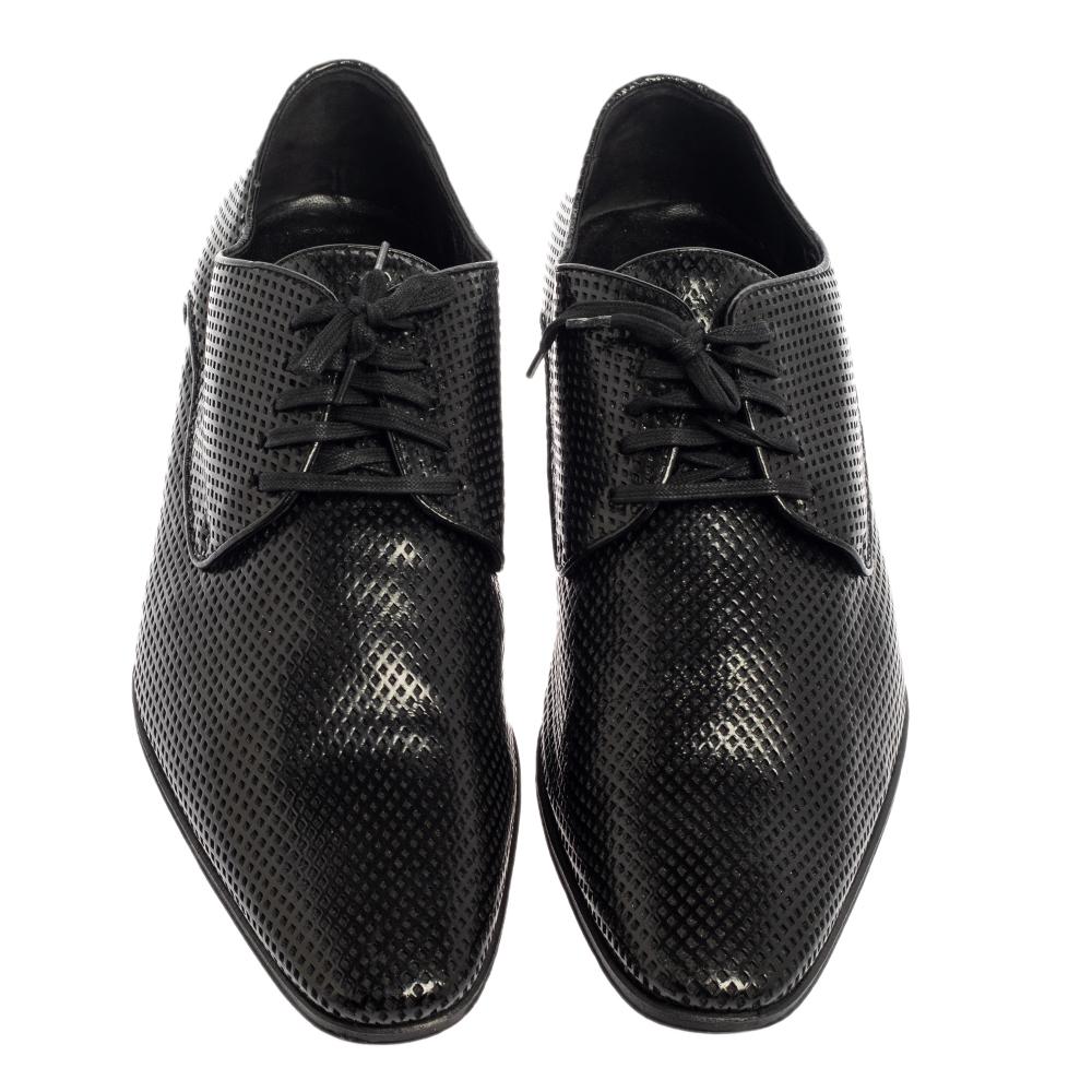 Men's Versace Black Perforated Leather Derby Size 45