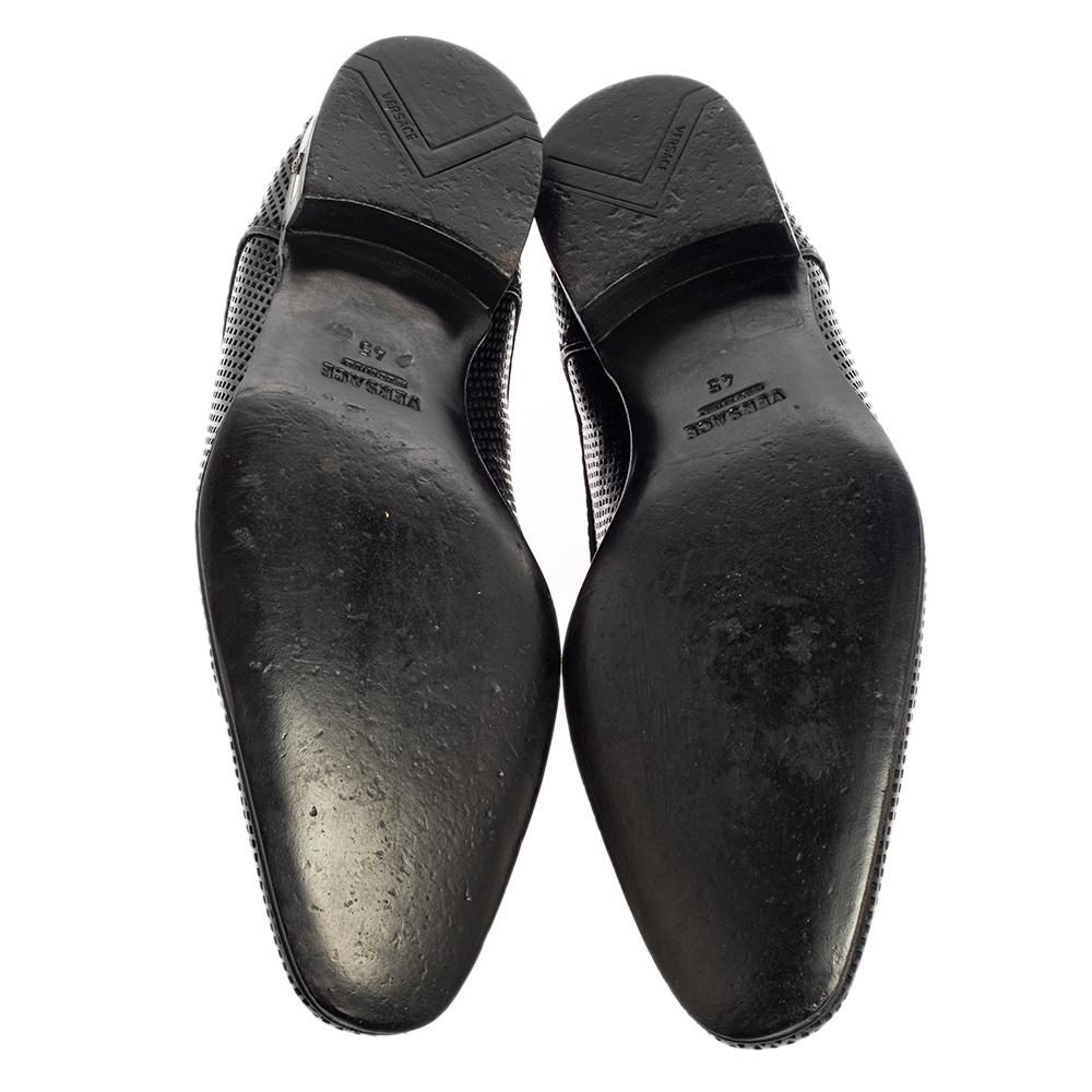 Versace Black Perforated Leather Derby Size 45 2