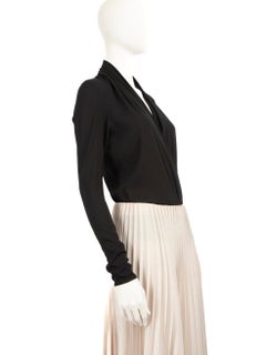 Versace Black Plunge Neck Bodysuit Size M