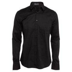 Versace Black Poplin Button Front Shirt L