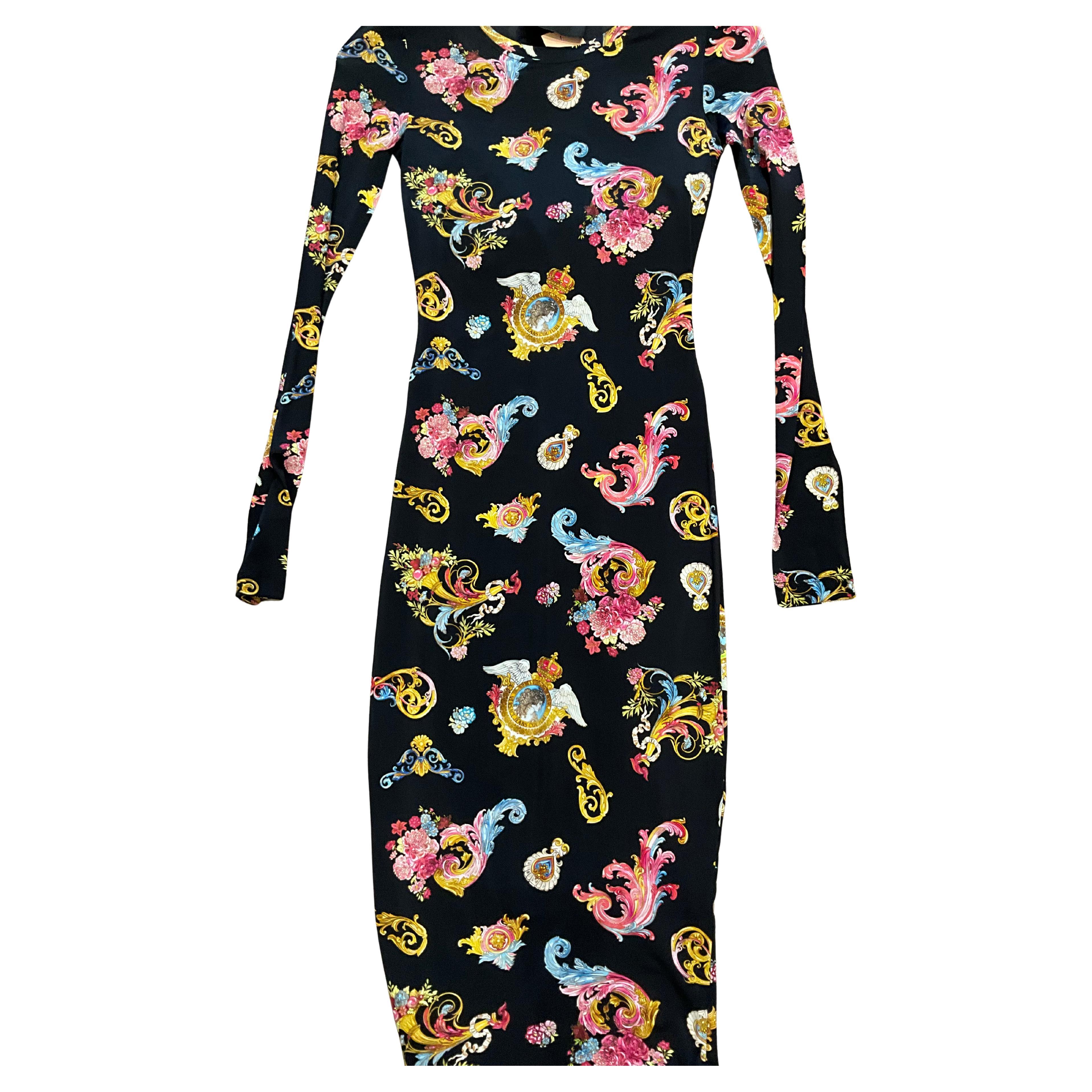 Versace Black Print Dress Size 0