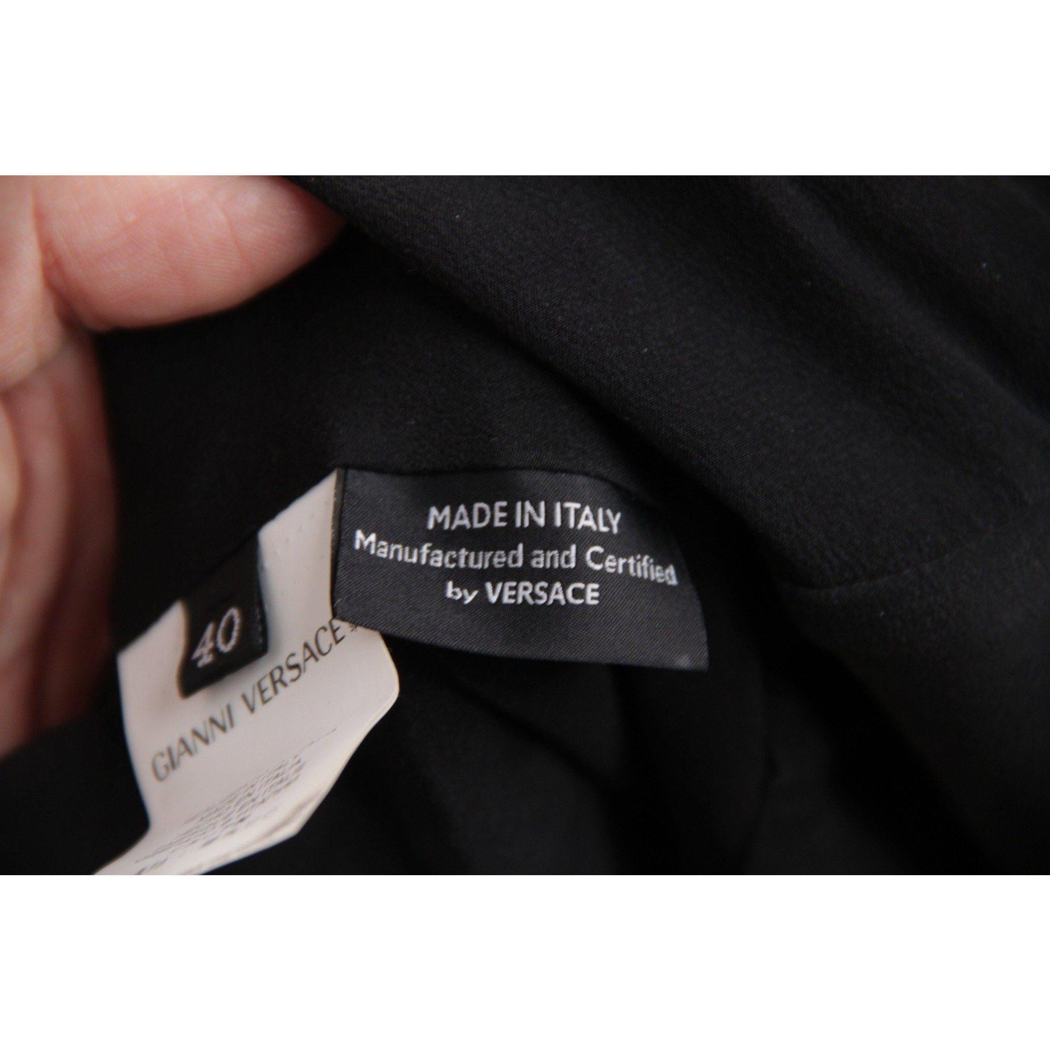 VERSACE Black Pure Silk WRAP DRESS w/ Blouson Sleeves SIZE 40 4