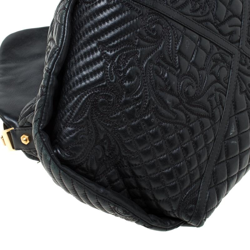 Versace Black Quilted Barocco Leather Top Handle Bag 6