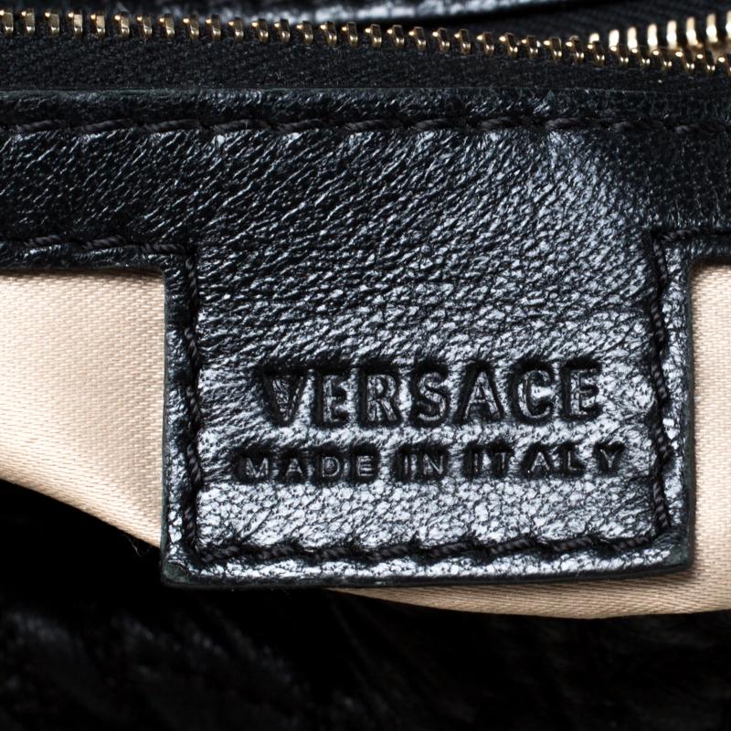 Versace Black Quilted Barocco Leather Top Handle Bag 2