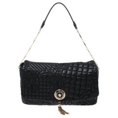 Versace Black Quilted Leather Calliope Vanitas Shoulder Bag
