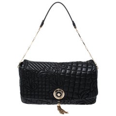 Versace Black Quilted Leather Calliope Vanitas Shoulder Bag