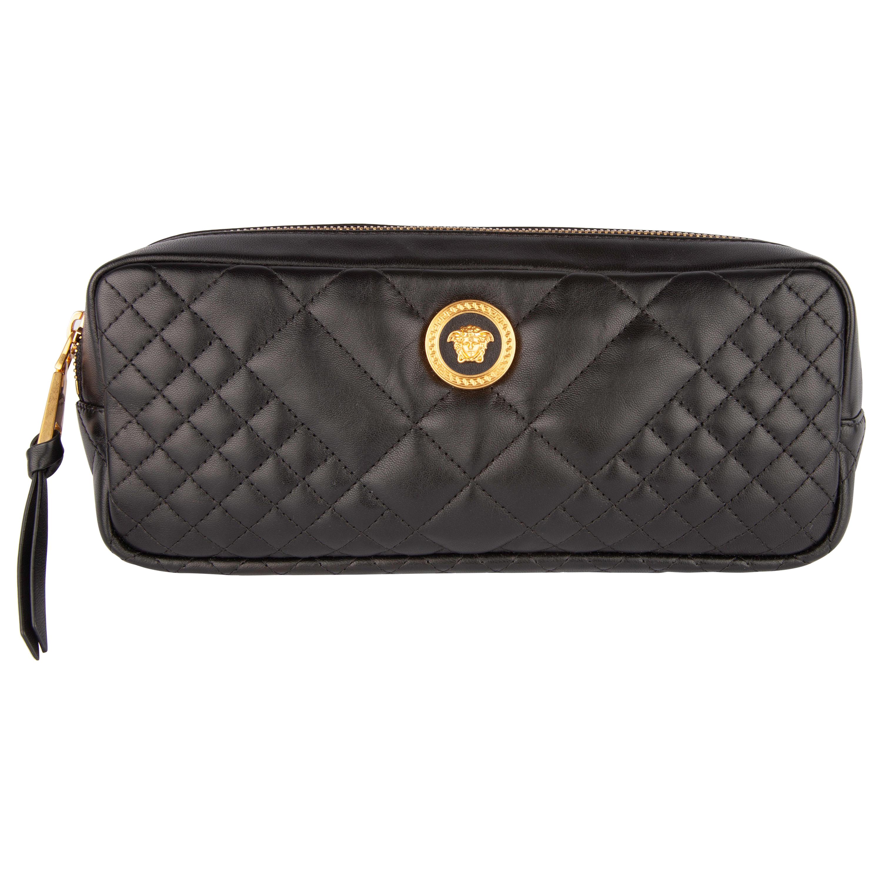 Versace Black Quilted Leather Icon Medusa Tribute Belt Bag For Sale at  1stDibs