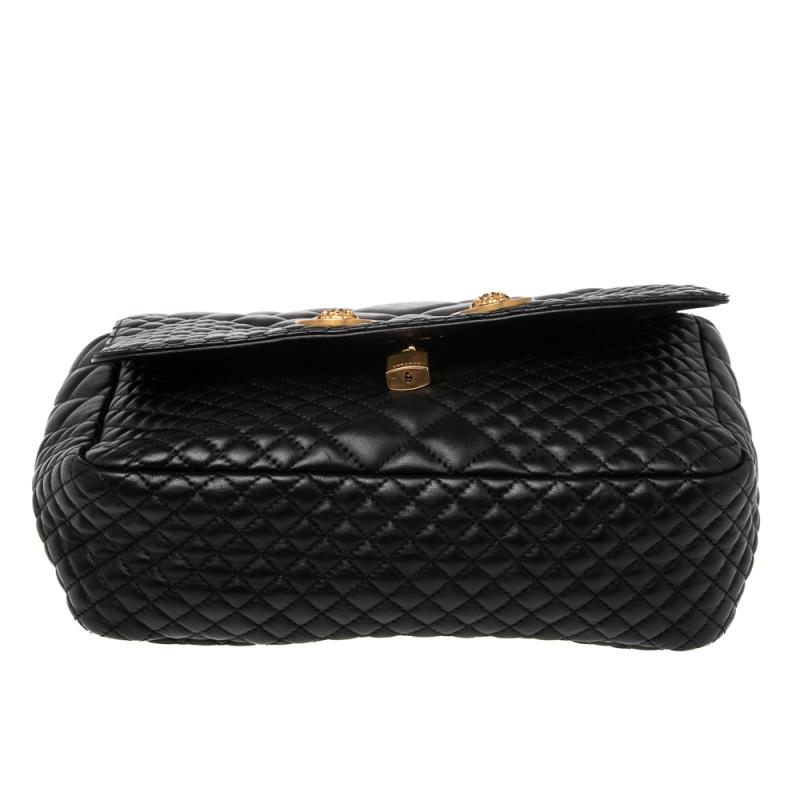 Women's Versace Black Quilted Leather Icon Shoulder Bag