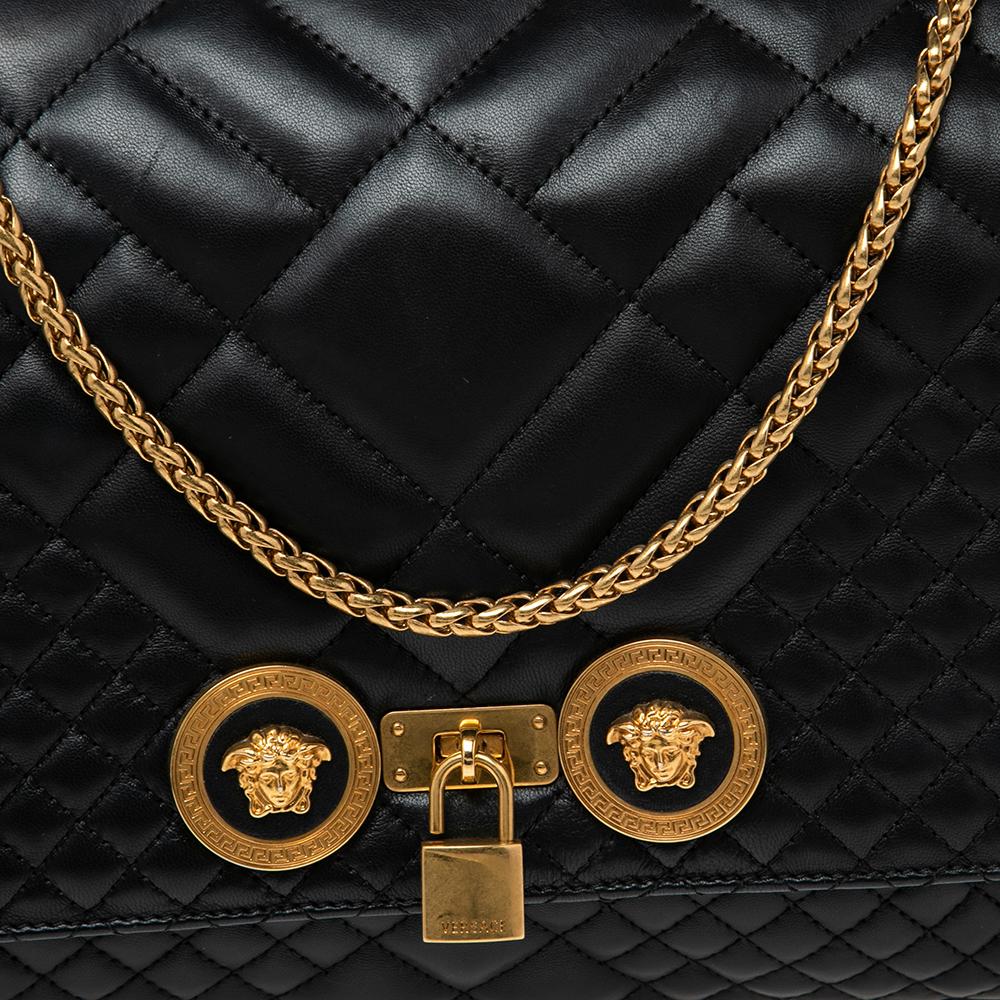 Versace Black Quilted Leather Icon Shoulder Bag 1