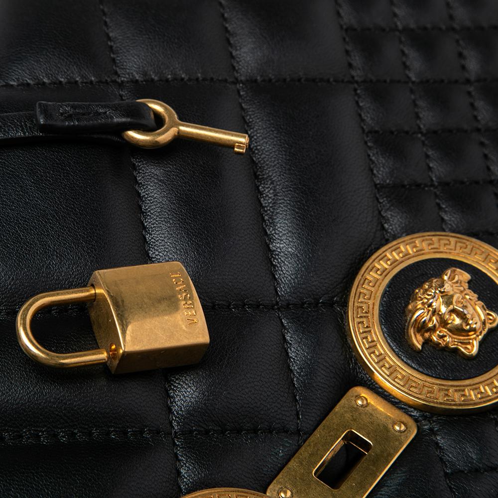 Versace Black Quilted Leather Icon Shoulder Bag 2