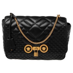 Versace Black Quilted Leather Icon Shoulder Bag