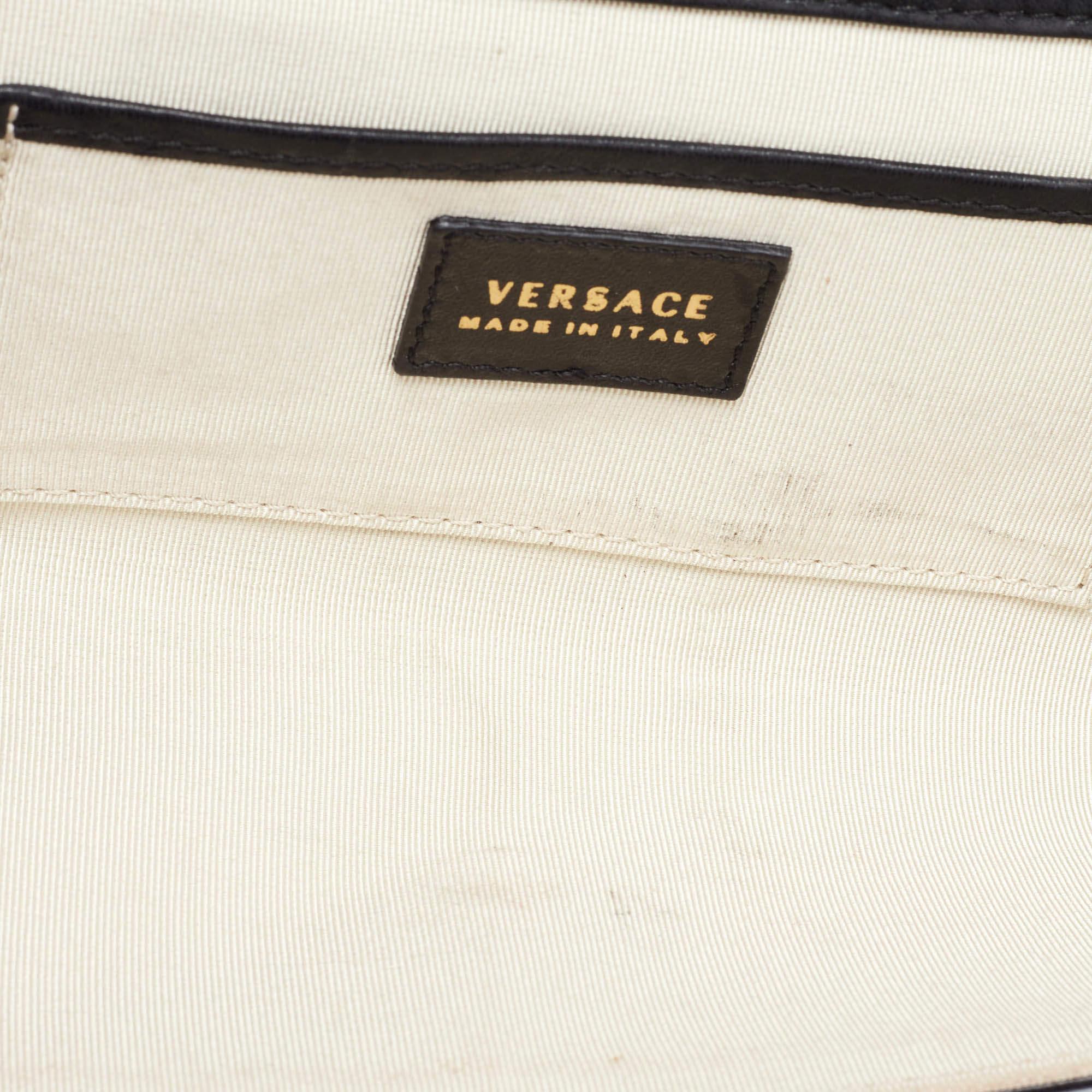 Versace Black Quilted Leather Medallion Chain Clutch 5