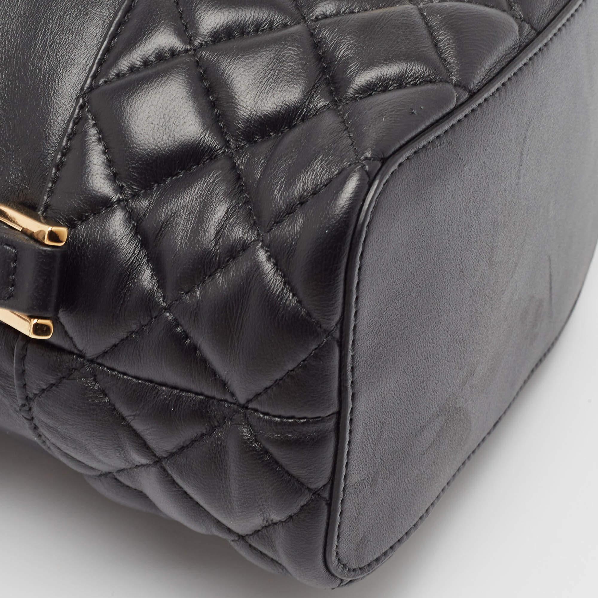 Versace Black Quilted Leather Medusa Drawstring Bucket Bag 5