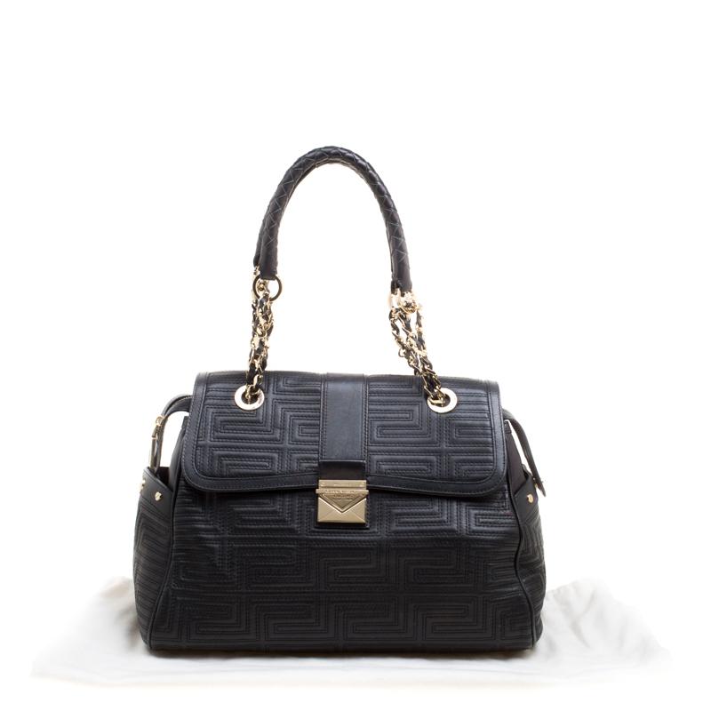 Versace Black Quilted Leather Satchel 1