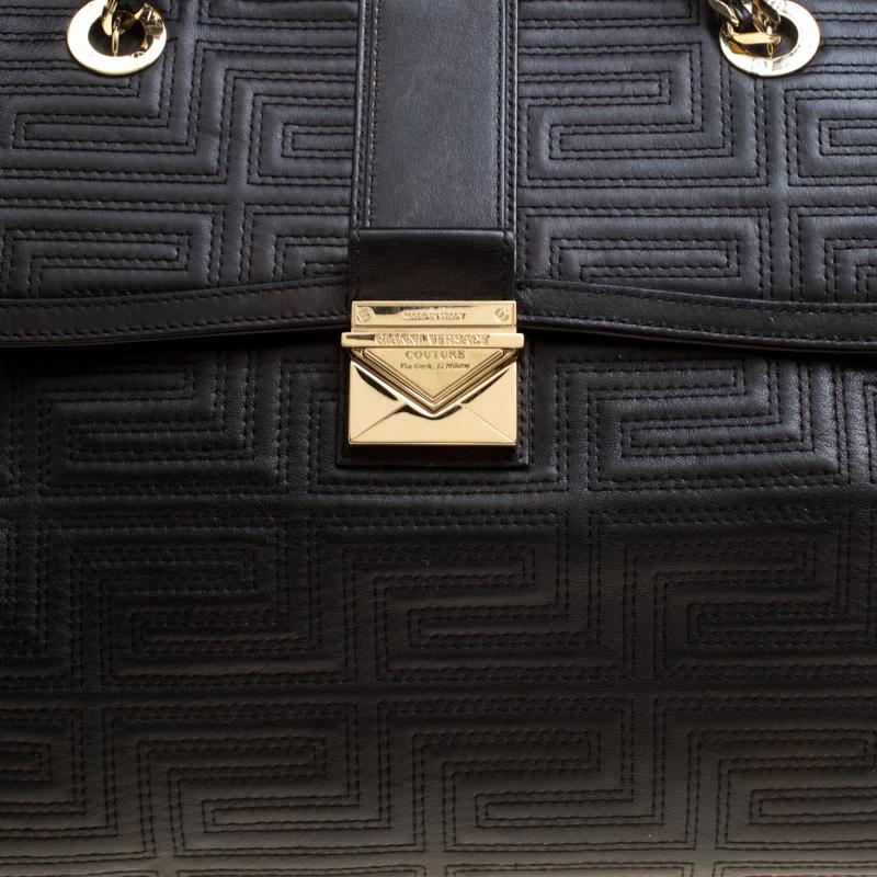 Versace Black Quilted Leather Satchel 4