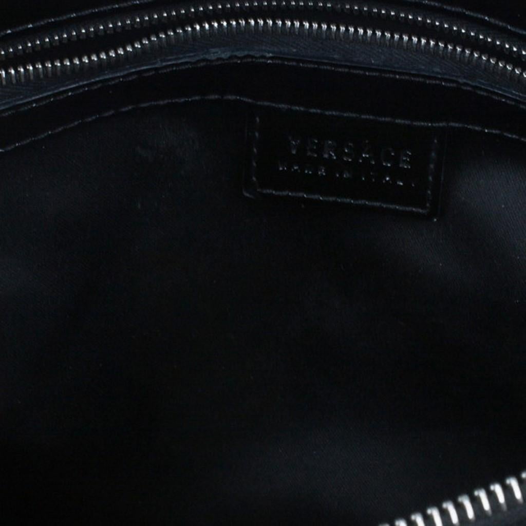 Versace Black Quilted Leather Snap Out Of It Satchel 7