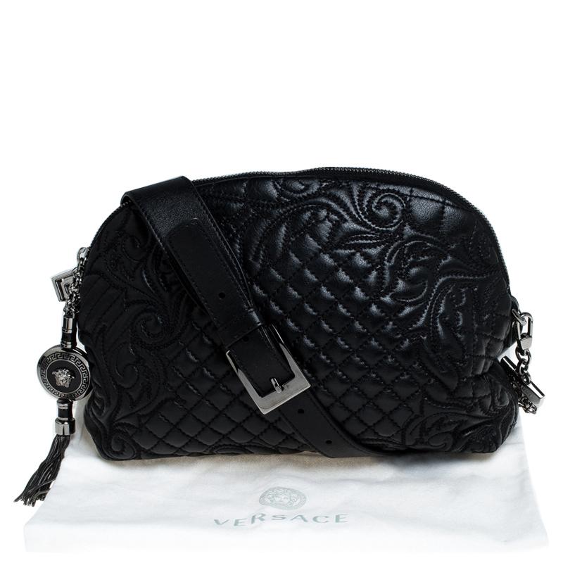 Versace Black Quilted Leather Vanitas Shoulder Bag 7