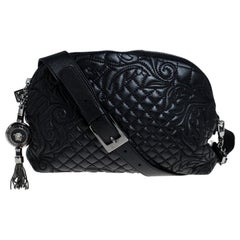Versace Black Quilted Leather Vanitas Shoulder Bag
