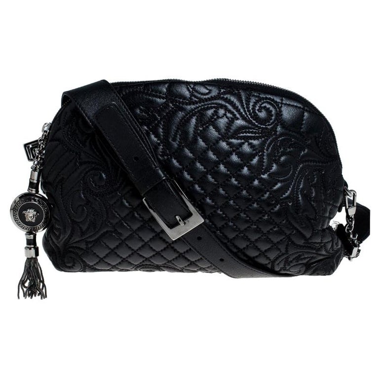 Versace Black Quilted Leather Vanitas Shoulder Bag For Sale at 1stDibs