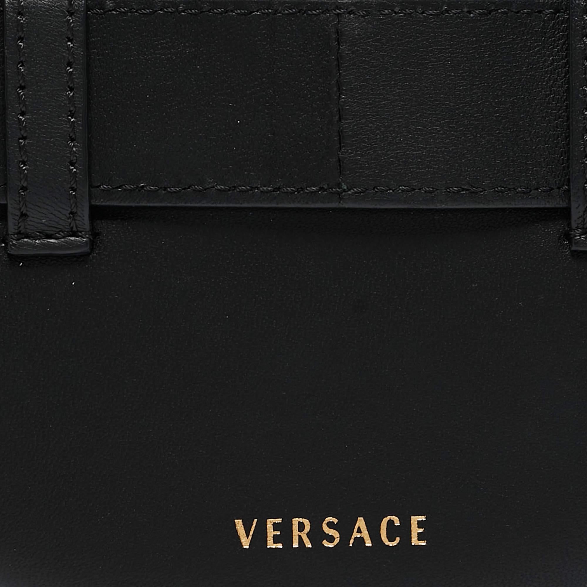 Versace Black Quilted Leather Virtus Belt Bag 2