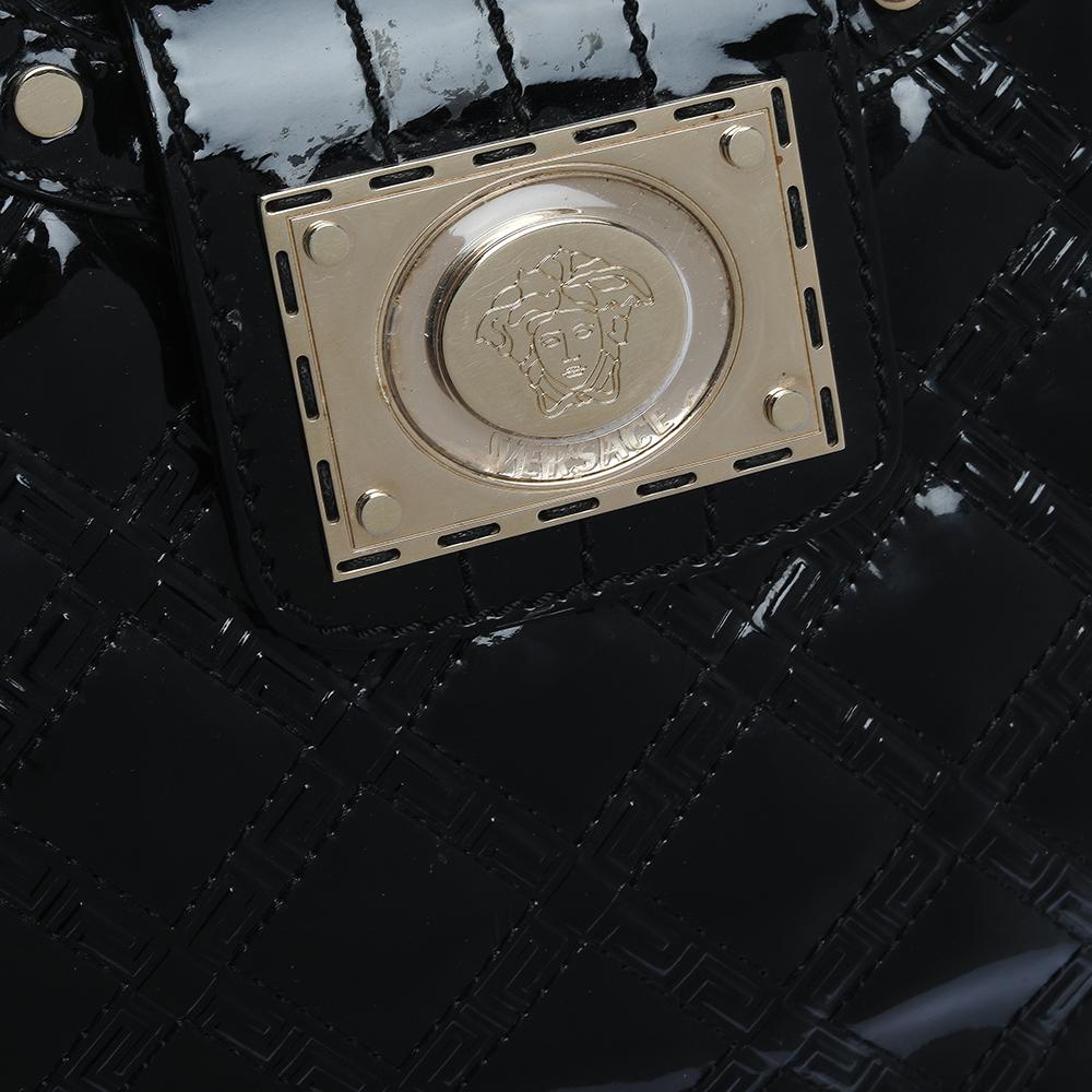 Versace Black Quilted Patent Leather Satchel 6