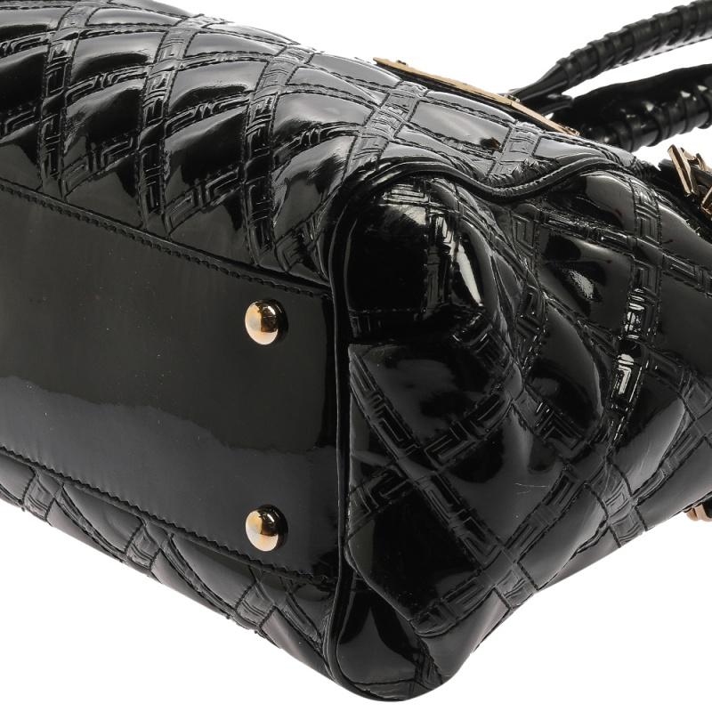 Versace Black Quilted Patent Leather Satchel 9