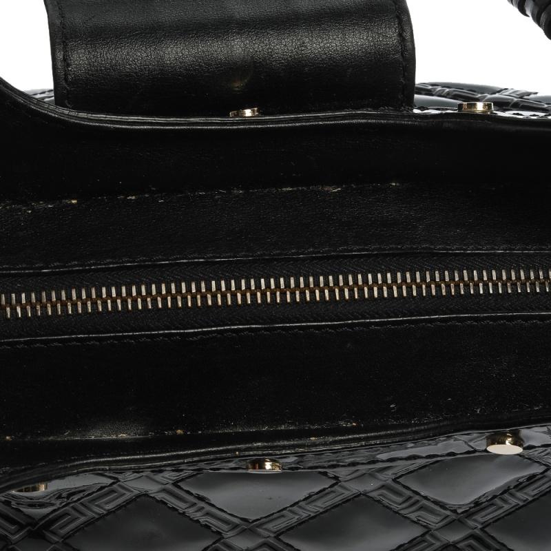 Versace Black Quilted Patent Leather Satchel 10
