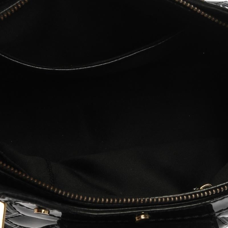 Versace Black Quilted Patent Leather Satchel 11