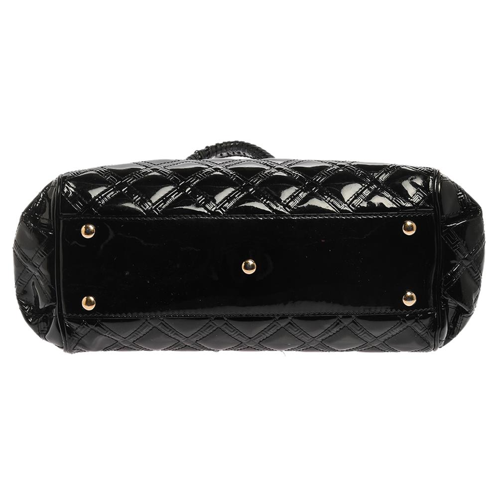 Versace Black Quilted Patent Leather Satchel 1