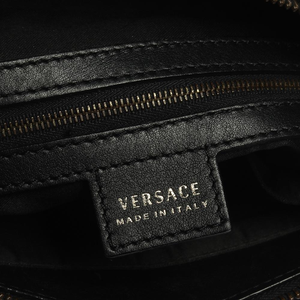 Versace Black Quilted Patent Leather Satchel 4