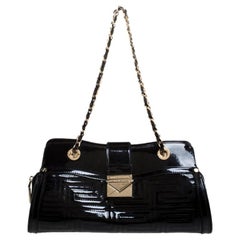 Versace Black Quilted Patent Leather Shoulder Bag