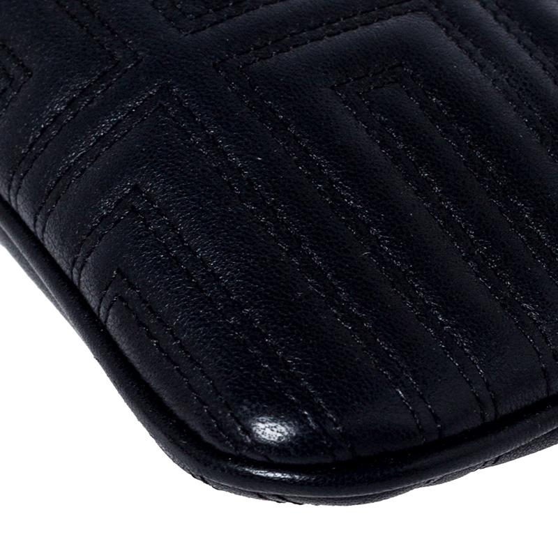 Versace Black Quilted Zip Clutch 7