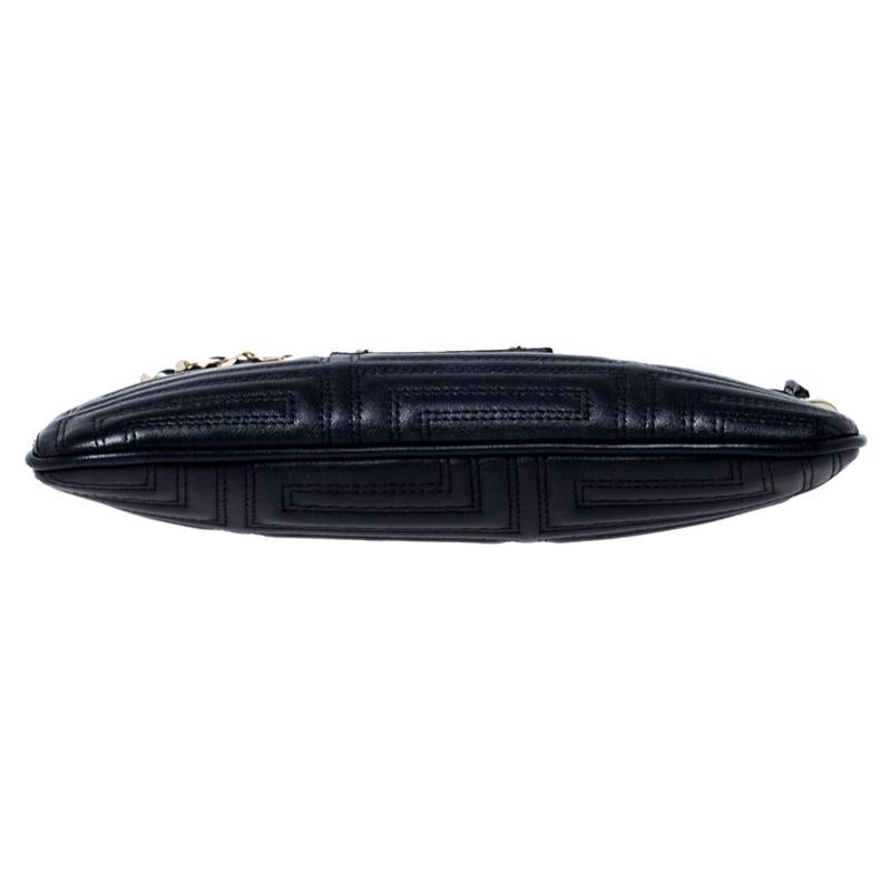 Versace Black Quilted Zip Clutch 1