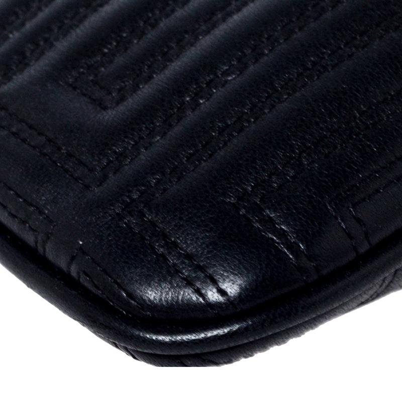 Versace Black Quilted Zip Clutch 2