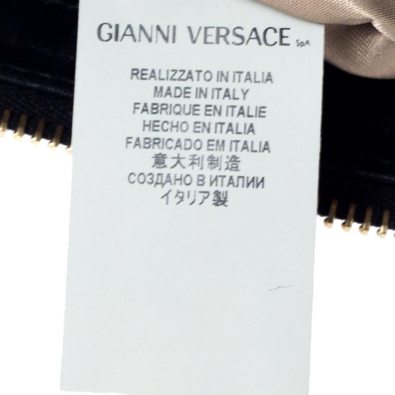 Versace Black Quilted Zip Clutch 4