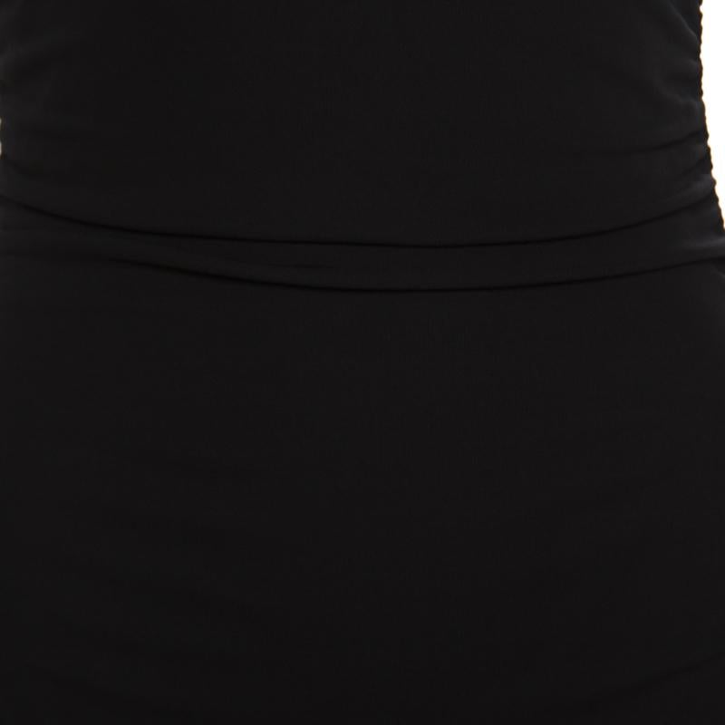 Versace Black Ruched Metal Ring Detail Sleeveless Bodycon Dress M In Good Condition In Dubai, Al Qouz 2