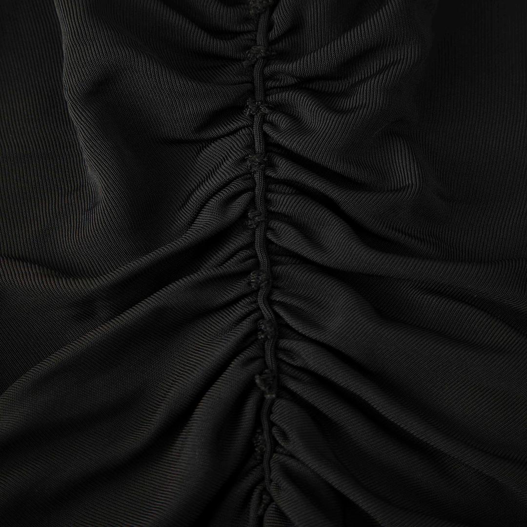 Versace Black Ruched Sheer Top Size S In Good Condition For Sale In London, GB
