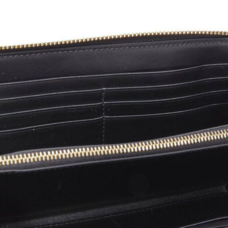 VERSACE black saffiano leather gold logo V stitch continental long wallet For Sale 5