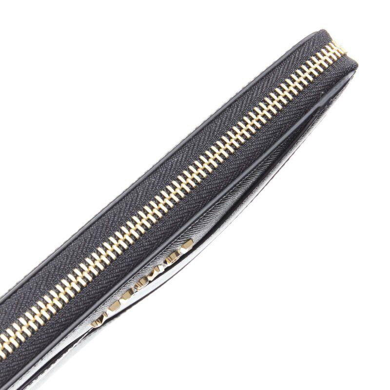 VERSACE black saffiano leather gold logo V stitch continental long wallet For Sale 2